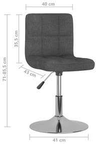 Cadeiras de jantar giratórias 6 pcs tecido cinzento-escuro