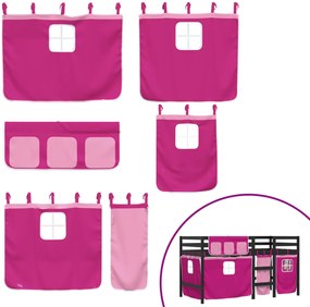 Cama alta p/ criança c/ cortinas 80x200 cm pinho maciço rosa
