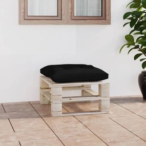 vidaXL Otomano de paletes para jardim com almofadão preto pinho