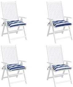 Almofadões p/ cadeira 4 pcs tecido oxford riscas azul/branco