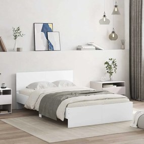 Estrutura de cama com cabeceira e luzes LED 120x200 cm branco