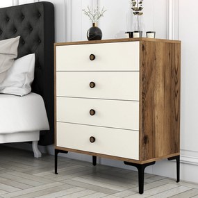 Cômoda Lizbon500 – Nogueira/Creme – 76x90,7x40 cm