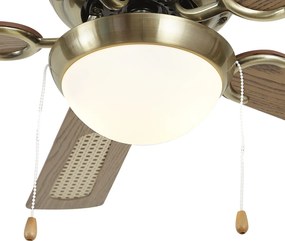 Ventilador de teto latão com impressão de madeira e rattan 105cm com interruptor de tração - Mistral Majas