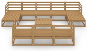 11 pcs conjunto lounge de jardim pinho maciço