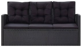 6 pcs conjunto lounge de jardim c/ almofadões vime PE preto