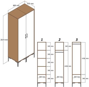 Roupeiro Kumsal SS – Nogueira – 80x47,5x201,4 cm
