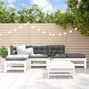 vidaXL 6 pcs conjunto lounge de jardim pinho maciço branco