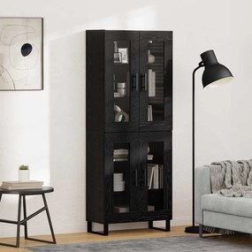 vidaXL Buffê 2 pcs Carvalho Preto Madeira Compensada e Vidro