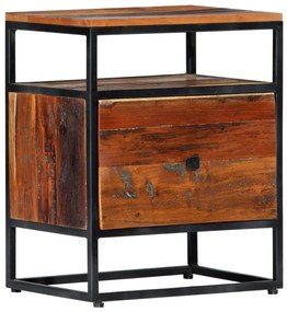 Mesa de cabeceira 40x30x50 cm madeira recuperada maciça e aço