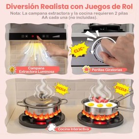 Cozinha de brincar dupla face em madeira 73 x 55 x 98 cm com dispensador de água, micro-ondas e utensílios simulados, luzes e sons, para maiores de 3