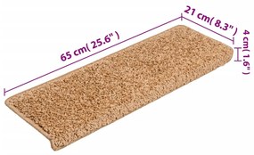 Tapetes de escadas 10 pcs 65x21x4 cm bege