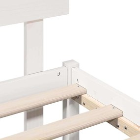 Estrado de Cama com Cabeceira Branco 180x200 cm Madeira Sólida de Pinh
