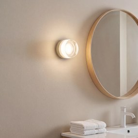 Candeeiro de Parede Design Bege com Vidro Opal IP44 - Michele