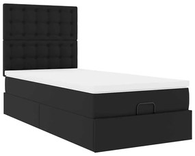 Cama otomana com colchão 80x200 cm couro artificial preto