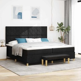 vidaXL Cama Box com colchão com cabeceira Preto 200 x 200 cm tecido