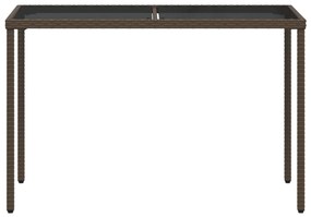 Mesa de jardim com tampo de vidro 115x54x74 cm vime PE castanho