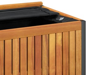 Caixa p/ almofadões de exterior 85x45x45/53cm acácia maciça/aço