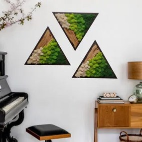 Autocolante Tríptico triangular - Ilhas de musgo e madeira quente