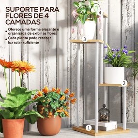 Suporte para Plantas de 4 Níveis Suporte para Vasos de Flores de Madei