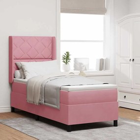 Cama Box com Colchão vidaXL Rosa 80x200 cm Veludo