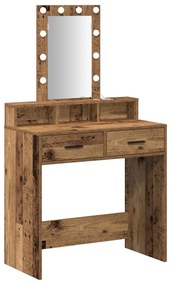 Mesa de Maquilhagem  com Luzes LED - Estilo Madeira Vintage, 79x41x140