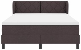 Cama Box Spring vidaXL com Colchão Castanho Escuro 140x200 cm Tecido