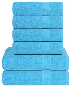 vidaXL 6pcs Conjunto toalhas banho 360 gsm 100% algodão turquesa