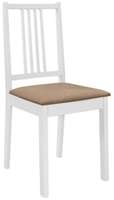 Cadeiras de jantar com almofadões 4 pcs madeira maciça branco