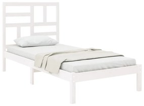 Estrutura de cama 90x200 cm madeira maciça branco