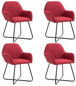 vidaXL Cadeiras de jantar 4 pcs tecido vermelho tinto