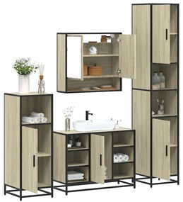 vidaXL 4 pcs conj. móveis casa banho derivados madeira carvalho sonoma