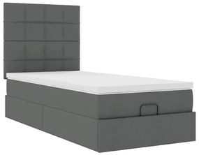 Cama otomana com colchão 90x200 cm tecido cinzento escuro