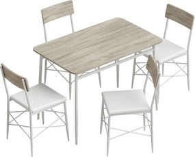 HOMCOM Conjunto de Jantar 5 Peças, Mesa de Cozinha Retangular com 4 Cadeiras Acolchoadas, 106x66x75 cm, Carvalho | Aosom Portugal