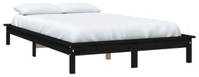 Estrutura de cama 140x190 cm madeira de pinho maciça preto