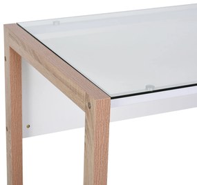 Mesa de computador Com tampo de vidro temperado e gaveta 120x60x75 cm Branco