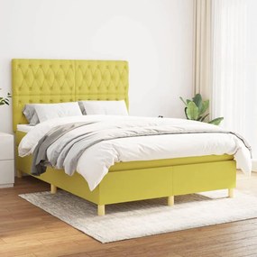 vidaXL Cama com molas/colchão 140x190 cm tecido verde
