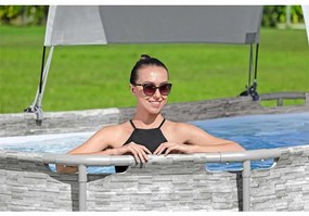 Toldo para piscina acima do solo branco