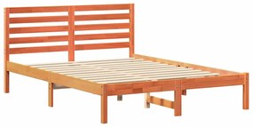 Estrutura da Cama com cabeceira Castanho-mel 140 x 190 cm
