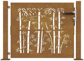 Portão de jardim 105x105 cm aço corten design bambu