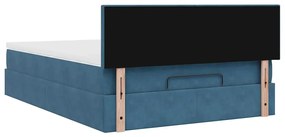 Estrutura de cama otomana com colchão 140x200 cm azul escuro