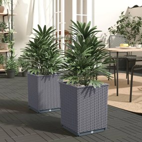 364180 vidaXL Vasos/floreiras 2 pcs 30x30x37 cm polipropileno cinzento-escuro