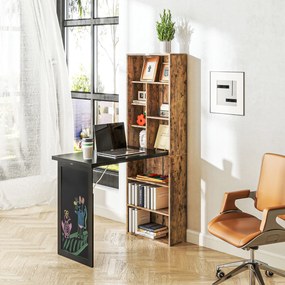 Secretária de Computador, 98 x 51 x 153 cm, Dobrável com Estante, Castanho