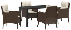 Conjunto de Jantar de Jardim com Almofadas Vime Poly Castanho
