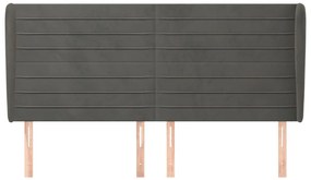 Cabeceira cama c/ abas veludo 163x23x118/128 cm cinzento-escuro