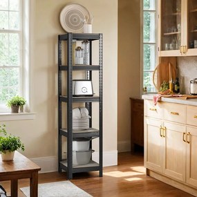 Estante de arrumação de 37 x 37 x 150 cm cinza + preto