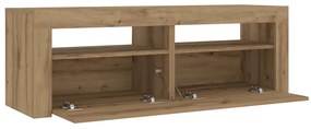 Mesas cabeceira c/ LEDs 2 pcs 60x35x40 cm carvalho artesanal