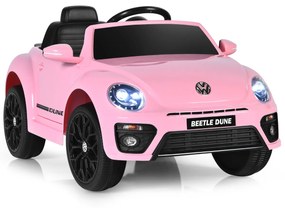 Carro elétrico para crianças bateria 12V Volkswagen Beetle com luzes de controlo remoto e musica 95 x 56 x 47 cm Rosa