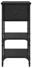 Mesas de Cabeceira 2 pcs Carvalho Preto 34x36x70 cm Madeira de Engenha