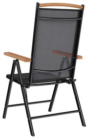 Cadeiras de jardim dobráveis 4 pcs alumínio e textilene preto