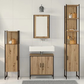 Conjunto de Mobiliário para Banheiro de 4 Peças em Carvalho Artisan e